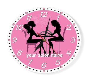 Manicure Salon Wall Clock Salon Spa Spa personalizado Relógio de parede personalizado Obra de arte personalizada Pedicure Art Studio Business Wall Art Decor Y7608718