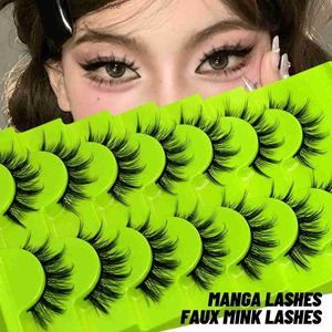 Falska ögonfransar Groinney Natural False Eyelash 3D Wispy 5/7 Par Eyelash Natural Long Handmade Fluffy False Eyelash Comic Eyelash Makeup Q240425