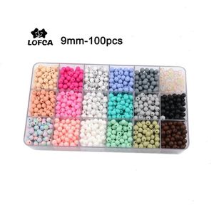 LOFCA 100PCS LOT 9 mm silikonowe koraliki luźne terether BPA żywność dla dziecka żuła DIY Naszyjnik Making7612049