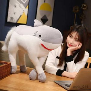 Stuffed Plush Animals 50cm Kaii Transformed Shark Horse Plush Toy Cute Horse Doll Animal Pillow Soft Cartoon Cushion Childrens Christmas Gift