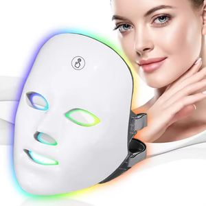 2024 Top Sale LED LED Photon Facial Neck Mask terapia de rejuvenescimento de 7 máscaras faciais de cor LED