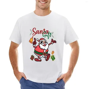 Polos masculinos The Happy Santa Santa Gift Blouse Alfândega de grandes dimensões Homens de camiseta