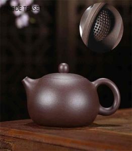 Yixing Çay Pot Mor Kil Xishi Pot El Yapımı Güzellik Kasımsı Çiğ Cevheri Siyah Altın Mor Kum Seti 188 Top Deliği Filtresi 220ml 2107249200991