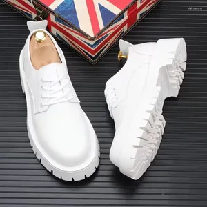 Casual Shoes Men Luxury Fashion Wedding Party Dress Genuine Leather Platform Black White Lace-up Derby Shoe Gentleman Sneakers Footwear