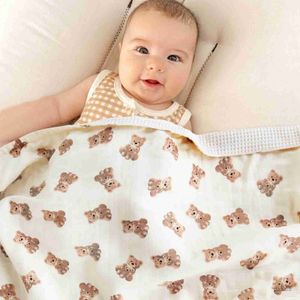 Blankets Swaddling 70% Bamboo 30% Cotton Muslin Cotton Waffle Printed Swaddle Wrap Blanket Baby Blanket Newborn Super Soft Bedding Cover