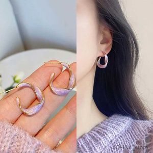 Stud New Fashion White Purple Cross Hoop Earrings for Women Girls Punk Metal Twisted Art Line Earrings Jewelry Party Gifts