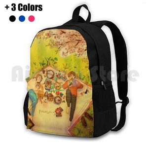 Rucksack Spring Picknick Outdoor Wanderung wasserdichte Campingreisen Puuung Liebe ästhetische Romantik Romantische gemütliche glückliche Moment Paar