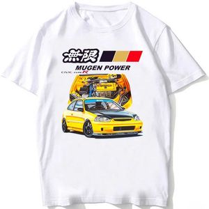 Herr t-shirts Civic Type R EG6 CAR LEGEND T-shirt Nya sommarmän Short Slve Vintage Hip Hop Boy Casual Tshirts Harajuku JDM White TS T240425