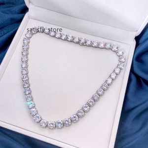 925 Sterling Silver Chain Pass Test Iced Out 10MM Round D Moissanite Choker Necklace Men Women Miami Diamond Link