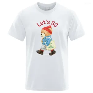 Men's Suits A1018 Casual Teddy Bear Prints Male Short Sleeve Harajuku Street T-Shirts Summer Loose T Shirts Cotton Shirt Men