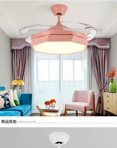 Chandeliers 42inch Modern Deluxe Invisible Fan Lights Acrylic Leaf Led Ceiling Fans 110v/220v Wireless Control Light