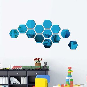 Spiegel 3D Spiegel Wandaufkleber Geometrisches Hexagon Muster TV Hintergrund Schlafzimmer Korridor Wandaufkleber Home Dekoration Spiegelaufkleber