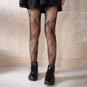 Calzini sexy Y2K Punk Butterfly Lingerie Women Sexy Women Mesh Fish Nex Calzette di collatyhose Lolita Girls Thiere alte calze Mutattene 2023