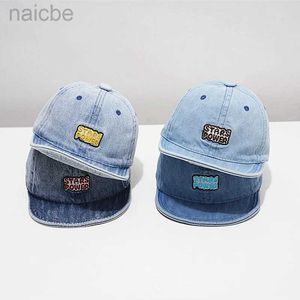 Kapaklar Şapkalar Yaz Bebek Beyzbol Kapağı Retro Denim Toddler Erkek Kızlar Güneş Şapkası Yumuşak Kötü Çocuklar İşlemeli Zirve Kapakları D240425