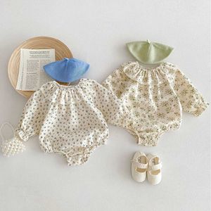 Rompers Baby Girls Clothes Ruffle Collar Infant Girls Clothes Baby Outfit Long Sleeve H240425