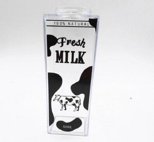 Kök läcktät mjölkkartongvattenflaska 500 ml juicing flaskor plast vatten flaska klar mjölkkartong flaska med 10 klistermärken1138780