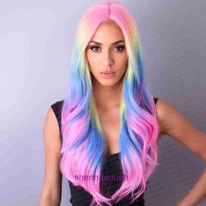 Genuine hair wigs online store Mid cut bangs wig female pink headband synthetic fiber Wig