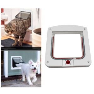 Cages Cat Dog Flap Door with 4 Way Security Lock Flap Door for Cat Dog Kitten ABS Plastic Small Pet Gate Door Kit Cat Puppy Flap Doors