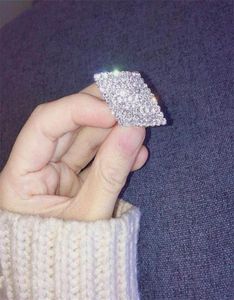 Anéis de casamento Luxury Sparkly Zircon Silver Color Ring for Women Engagement Shiny Party Club Jóias Moda feminina2105944