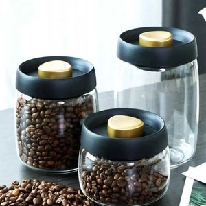 Matbesparare förvaring containrar vakuum kaffeböna förvaring flaska kreativt förseglat glas kan matkorn container mason transparent H240425 GLCS