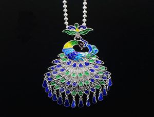 Sterling Silver Jewelry Cloisonne Peacock Pendant Chinese Phoenix Necklace Jewelry Charms For Woman Wedding Anniversary Gift4604611