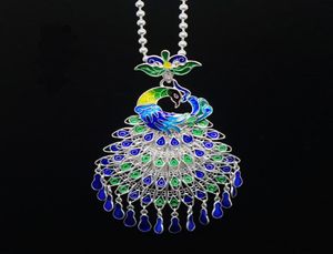 Sterling silver jewelry cloisonne peacock pendant Chinese phoenix necklace Jewelry Charms For Woman Wedding Anniversary Gift4604611