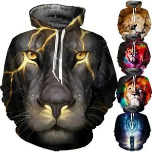 Erkek Hoodies Sweatshirts Hayvanat Bahçesi Aslan Kaplan Grafik Hoodie Erkekler Sulakları 3D Baskılı Yaban Hayatı Hayvanları Hoodies Harajuku Moda Kadın Giysileri Y2K Hooded Hoody 240424