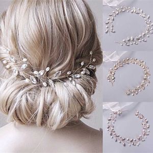 Wedding Hair Jewelry Pearl Crystal Hair Vines Headbands Hairbands Tiaras For Bride Women Bridal Wedding Hair Accessories Jewelry Band Headdress Gift d240425