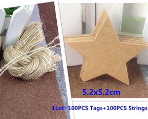 Jewelry Pouches Star Shape DIY Price Tag Kraft Blank Hang TagS Gift For Box 1Lot 100PCS Strings