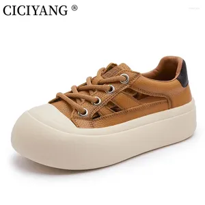 Casual Shoes Ciciyang Fashion Women Flat Platform Summer Sneakers Soft Comfort Lace-up Hollow Out Breatble Ground Cool