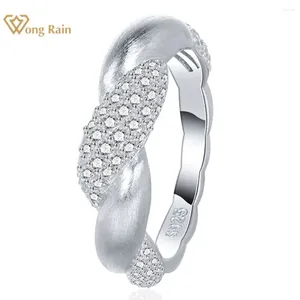 Cluster Rings Wong Rain Luxury 925 Sterling Silver Lab Sapphire Gemstone Fine Personality Ring for Women Jewelry Wedding Presents Partihandel