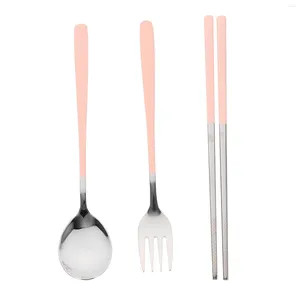 Dinnerware Sets Camping Utensils Cutlery Set Fork Spoon Chopsticks Case Tableware Travel Reusable Student