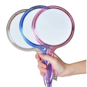 Handspegel dubbelsidig handhållen spegel 1x/3x förstoring spegel med handtag transparent handspegel rundad form makeup spegel