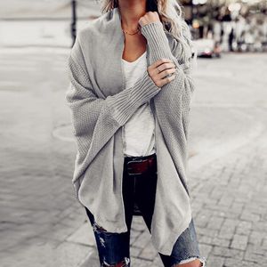 Women's Knits AYUALIN Solid V-neck Long Sleeve Warm Coats Autumn Winer Jumpers Casual Knitted Loose Oversize Sweater For Women Cardigan