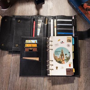 Yiwi Business Cow Oryginia skórzana luźna spoiwa hobo planner wielofunkcyjny A6 Personal Notebook z gotówką Pokect