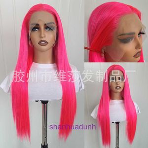 Finaste peruk frisyrer för kvinnor rosa party mode hår set framspets smidig lång rak