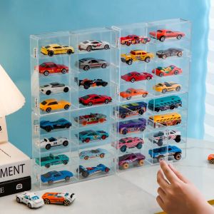 Bins 1:32 /1:64Toy Car Model Acrylic Storage Box Blocks Storage Rack Children's Small Car Display Case Stackable Dustproof Cabinet