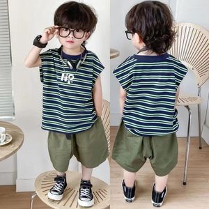 Giyim Setleri Yaz Boys Set Moda Çizelgesi Tasarımı Kolsuz T-Shirt Pantolon 2 PCS Çocuklar İçin Takım Çocuklar Spor kıyafeti