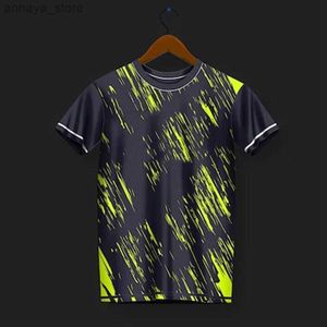 T-Shirts Herren atmungsaktive Sportswear-Farbstreifen-Druck-Training Uniform Outdoor Badminton Shirts Herren Tischtennis Kurzarm Topsl2404