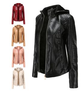 Designer Jacket Winter Coats Luxury Fashion Märke Black Faux Leather Jackets For Women Winter Leisure Biker Hooded Coats7814629