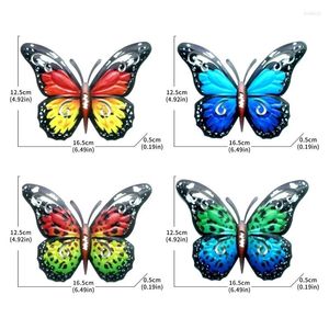 Figurine decorative da 4 pezzi 4 pezzi 3D Metal Butterfly Wall Art Ornaments Outdoor Garden Yard Hanging capanne pareti recinzioni