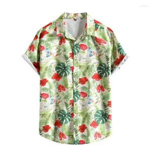 Herren lässige Hemden Hawaiian Blumenblatthemd Herren Sommer übergroß