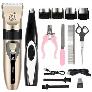 Professionell katthundhår Clipper Grooming Kit uppladdningsbar husdjur Trimmer Shaver Set Animals Cutting Machine Lownoise 240411