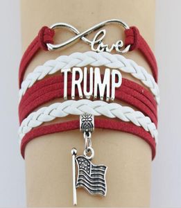 trump 2020 Love Couple bracelet American Flag Charm Bangle Letter Pu Leather Wrap Wristbands For Party Jewelry Gift KJJ573586870