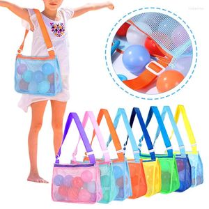 Aufbewahrungstaschen große Strandtasche für Frauen Kosmetische Make -up faltbare tragbare Mesh Kids Supplies Sundies Organizer Rucksack