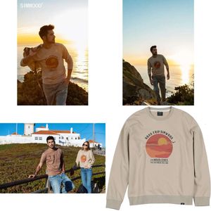 Spring Simwood New Men Sunset Print O-Neck Hoodies Plus Size Sweatshirt Jogger Tops Brand Clothing SJ170100 2010202020