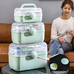 Bins Portable First Aid Container Clear Plastic Medicine Storage Box Large Capacity Family Emergency Kit Storage Organizer