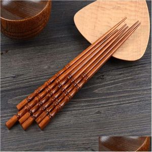 Handgefertigter japanischer Sushi kreativer Essstäbchen Chinesisches koreanisches Lebensmittelgeschirr Holz Bambus Chopstick für Restaurant Drop Lieferung Home DHV