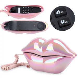 Accessories Cordless Phone Electroplating Pink Funny Lip Telephone WX 016 Fashionable Number Storage Function Telefono Fijo Lip Telephone