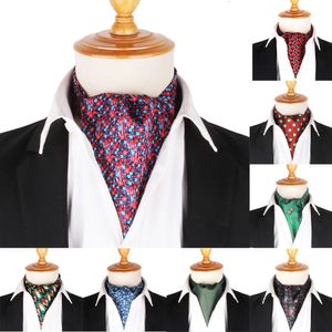 Flora Men Cashew Tie Wedding Formal Cravat Ascot Scrunch Self British Gentleman Polyester Soft Neck Luxury Print Scarf 240417